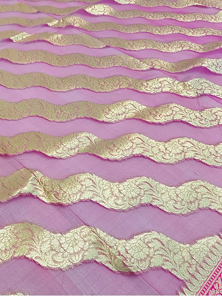 Pink Kora Saree with Striking Contrast Border - Elegant Ethnic Attire-2