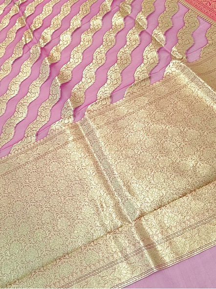 Pink Kora Saree with Striking Contrast Border - Elegant Ethnic Attire-3