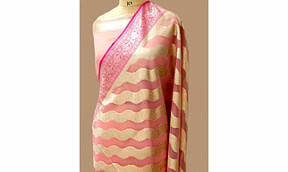 Lite Pink Kora Saree with Contrasting Border | Elegant Ethnic Wear
