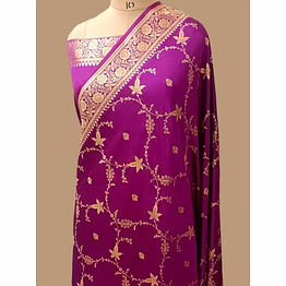 magenta katan silk saree with jaal design | aanchal fabric