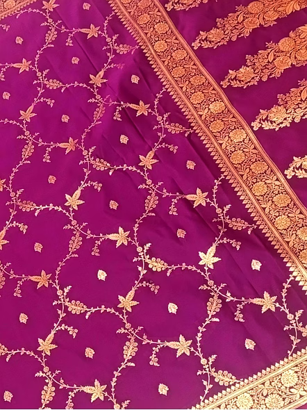 Magenta Katan Silk Saree with Jaal Design | Aanchal Fabric