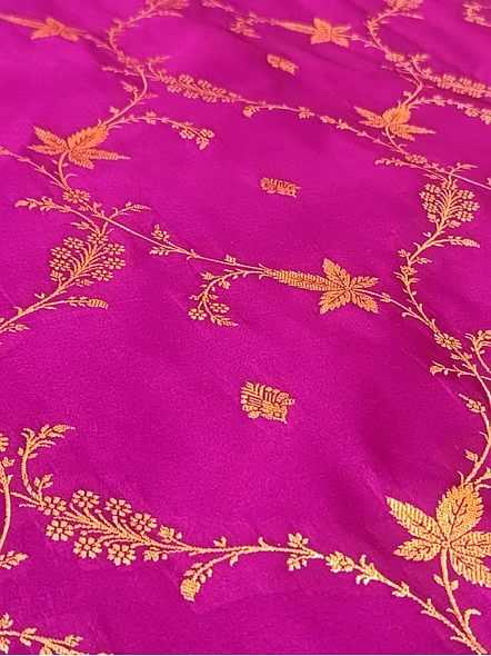 Magenta Katan Silk Saree with Jaal Design | Aanchal Fabric-2