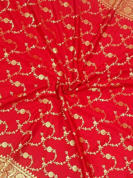Red Katan Silk Saree Jaal - Elevate Your Style with Elegance-4