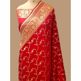 aanchal red katan silk saree jaal - elevate your style with elegance