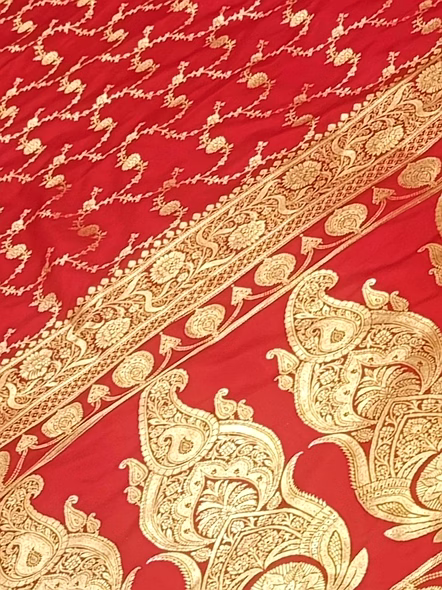 Red Katan Silk Saree Jaal - Elevate Your Style with Elegance-3