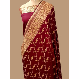 aanchal maroon katan silk saree jaal for elegant occasions