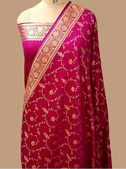 Rani Katan Silk Saree Jaal Design - Exquisite Elegance-D004-RN