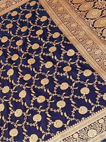 Dark Purple Katan Silk Saree Jaal - Elegant Indian Ethnic Wear