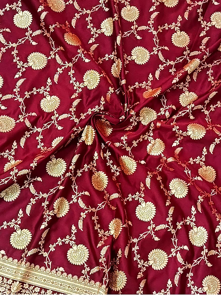 Maroon Katan Silk Saree Jaal - Elegant Ethnic Attire for Special Occasions-4