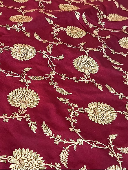 Maroon Katan Silk Saree Jaal - Elegant Ethnic Attire for Special Occasions-2