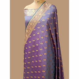 aanchal purple katan silk saree double buti - elegant ethnic attire for special occasions
