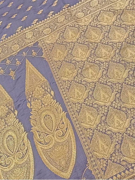 Purple Katan Silk Saree Double Buti - Elegant Ethnic Attire for Special Occasions-3