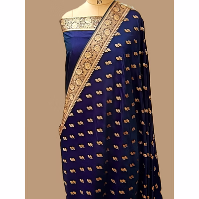 aanchal dark purple katan silk saree double buti - exquisite indian ethnic wear