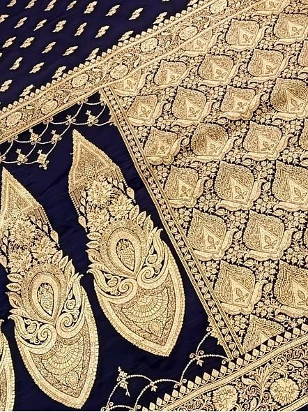 Dark Purple Katan Silk Saree Double Buti - Exquisite Indian Ethnic Wear-3