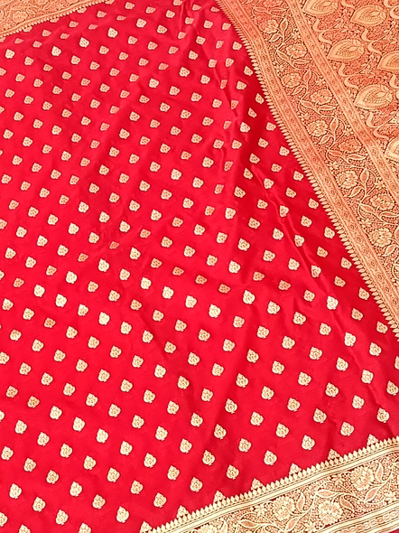 Exquisite Red Katan Silk Saree Buti - Perfect for Any Occasion