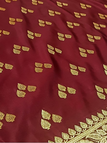 Brown Katan Silk Saree Triple Buti - Luxurious Elegance for Special Occasions-2