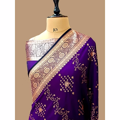 aanchal elegant purple katan silk saree with intricate fancy design