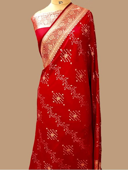 Exquisite Red Katan Silk Saree Fancy Design - Perfect for Special Occasions-1
