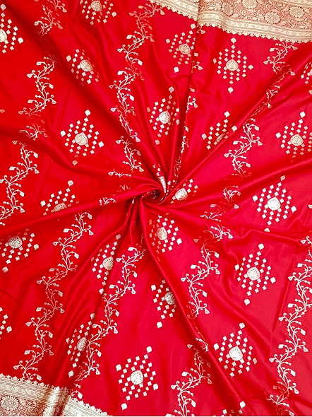 Exquisite Red Katan Silk Saree Fancy Design - Perfect for Special Occasions-4