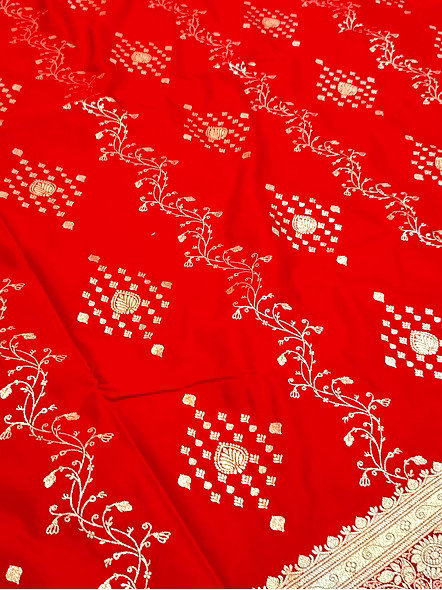 Exquisite Red Katan Silk Saree Fancy Design - Perfect for Special Occasions-2