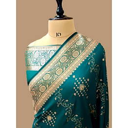 aanchal exquisite sea green katan silk saree - fancy design