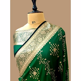 aanchal elegant bottle green katan silk saree with intricate fancy design