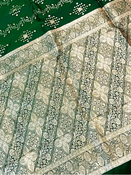 Elegant Bottle Green Katan Silk Saree with Intricate Fancy Design-3