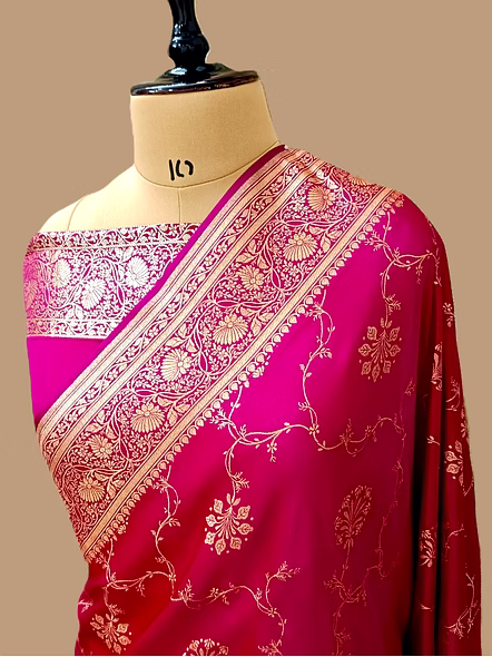 Rani Katan Silk Saree Jaal - Elegant Ethnic Attire