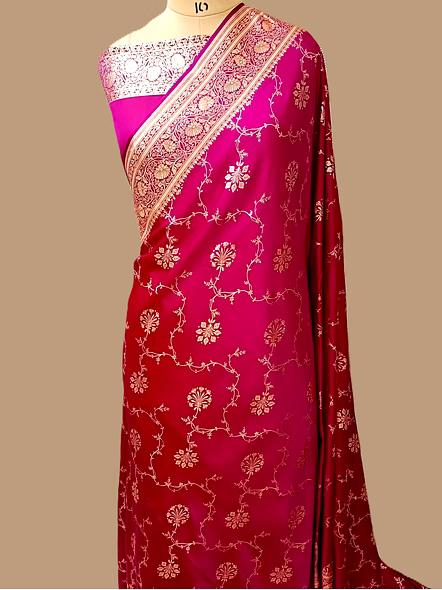 Rani Katan Silk Saree Jaal - Elegant Ethnic Attire
