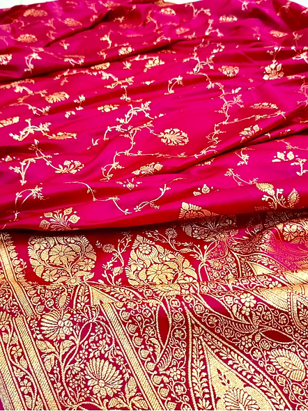 Rani Katan Silk Saree Jaal - Elegant Ethnic Attire-4