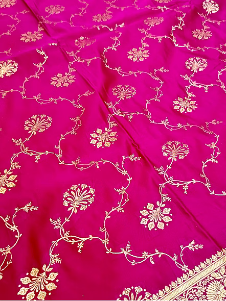 Rani Katan Silk Saree Jaal - Elegant Ethnic Attire-2