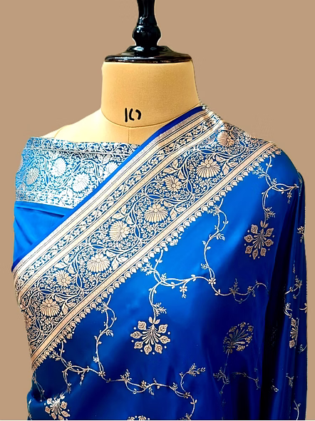 Peacock Katan Silk Saree Jaal - Handcrafted Ethnic Elegance-AF-0027-PK