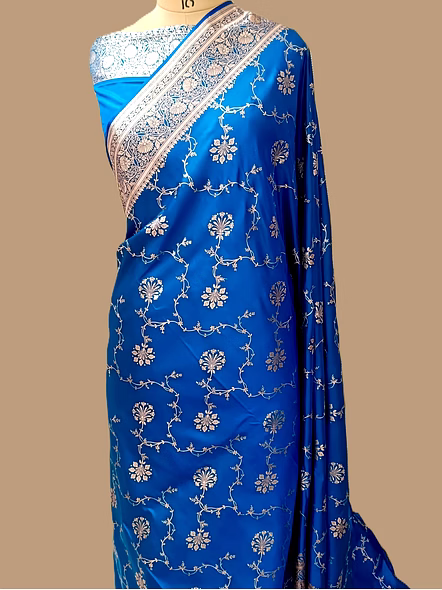 Peacock Katan Silk Saree Jaal - Handcrafted Ethnic Elegance-1