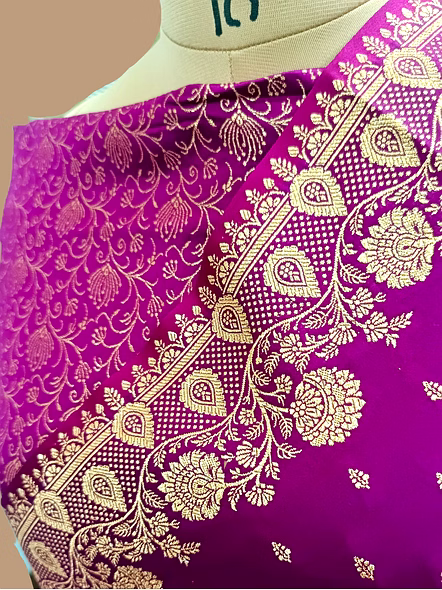 Magenta Katan Silk Saree Jocket Bluose - Elegant Ethnic Wear for Special Occasions-2