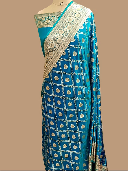 Exquisite Rama Katan Silk Saree - Handwoven Luxury-1