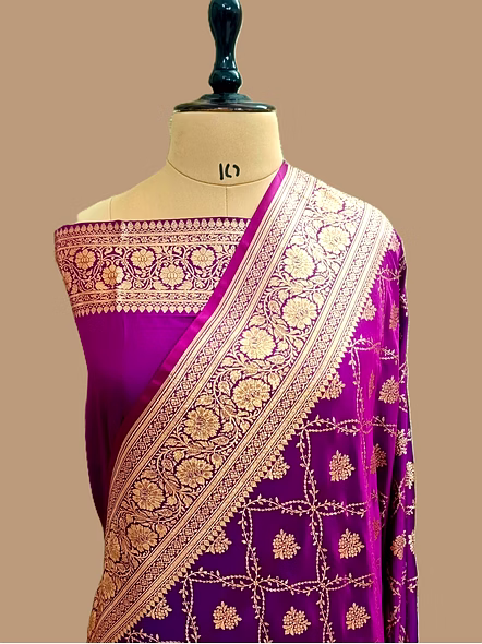 Exquisite Magenta Katan Silk Saree | Aanchal Fabric India
