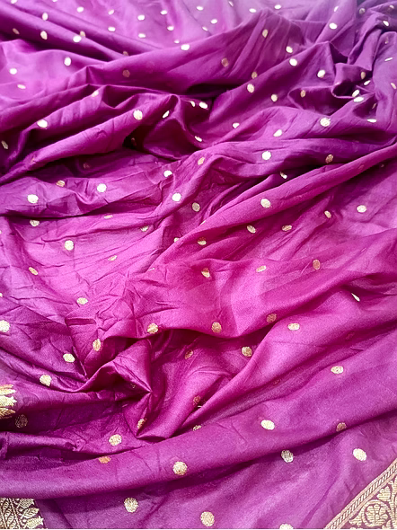 Wine Georgette Banarasi Silk Saree with Brocade Blouse-4