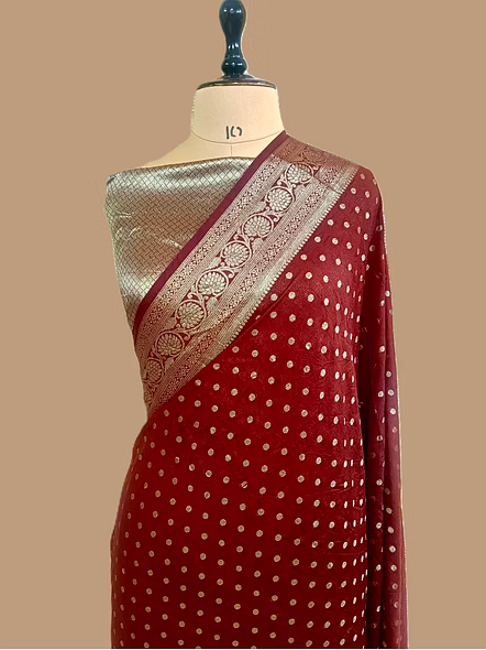 Coffee Colour Georgette Banarasi Silk Saree with Brocade Blouse-AK-0019-CFE