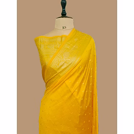 aanchal exquisite gold georgette banarasi silk saree brocade blouse