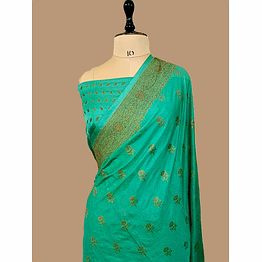 elegant anguri green banarasi silk saree by aanchal fabric