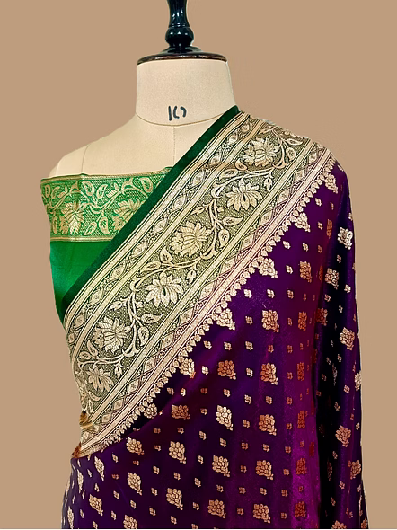 Elegant Magenta Nylon Satin Silk Banarasi Saree with Contrast Border-2