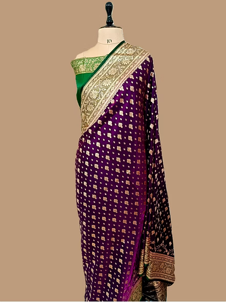 Elegant Magenta Nylon Satin Silk Banarasi Saree with Contrast Border