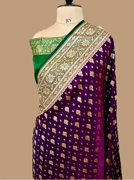 Elegant Magenta Nylon Satin Silk Banarasi Saree with Contrast Border