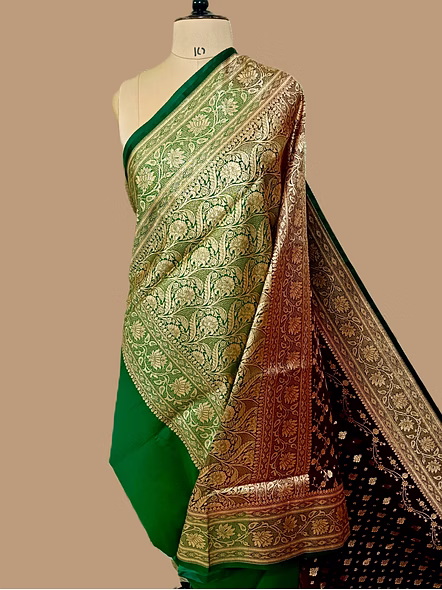 Mahroon Nylon Satin Silk Banarasi Saree with Contrast Border - Elegant Ethnic Wear-3