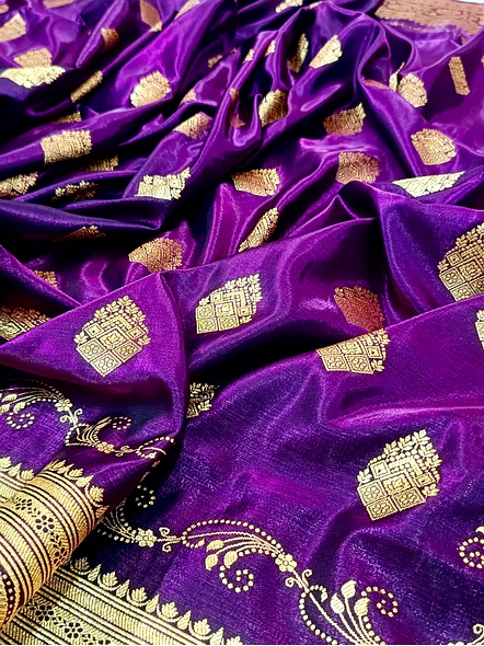 Exquisite Magenta Nylon Satin Silk Banarasi Saree - Traditional Elegance-4