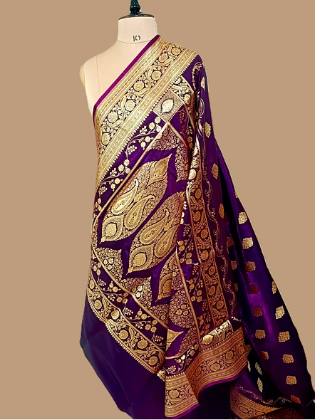 Exquisite Magenta Nylon Satin Silk Banarasi Saree - Traditional Elegance-3