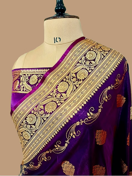 Exquisite Magenta Nylon Satin Silk Banarasi Saree - Traditional Elegance-2