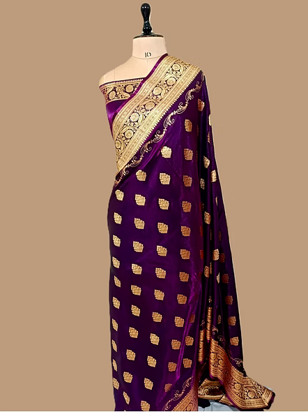 Exquisite Magenta Nylon Satin Silk Banarasi Saree - Traditional Elegance