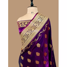 aanchal exquisite magenta nylon satin silk banarasi saree - traditional elegance