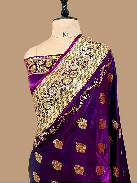 Exquisite Magenta Nylon Satin Silk Banarasi Saree - Traditional Elegance